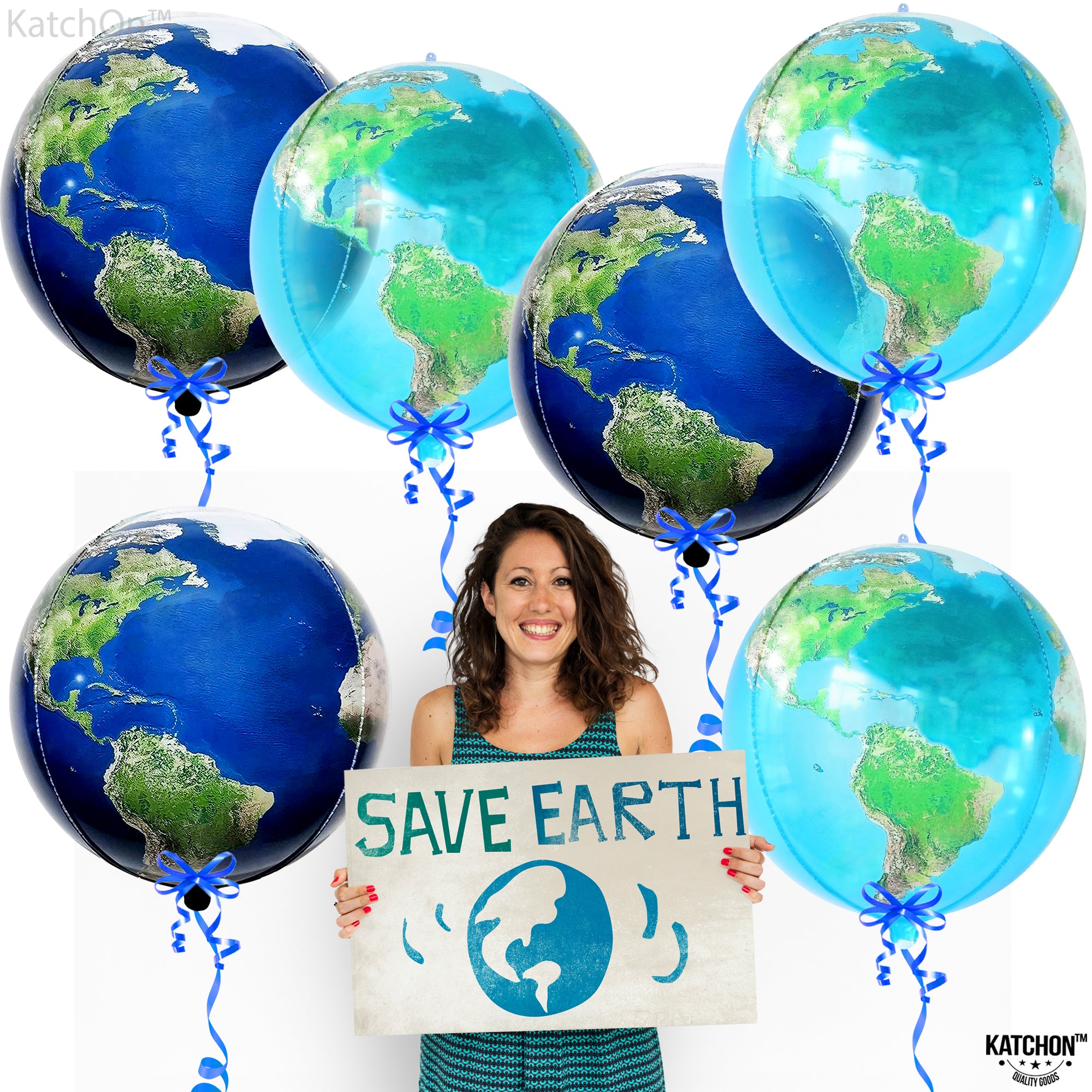KatchOn, Globe Balloons for Globe Decorations - Big 22 Inch, Pack of 6 | Earth Balloons for Around The World Decorations | World Balloons for Bon Voyage Party Decorations, Travel Party Decorations