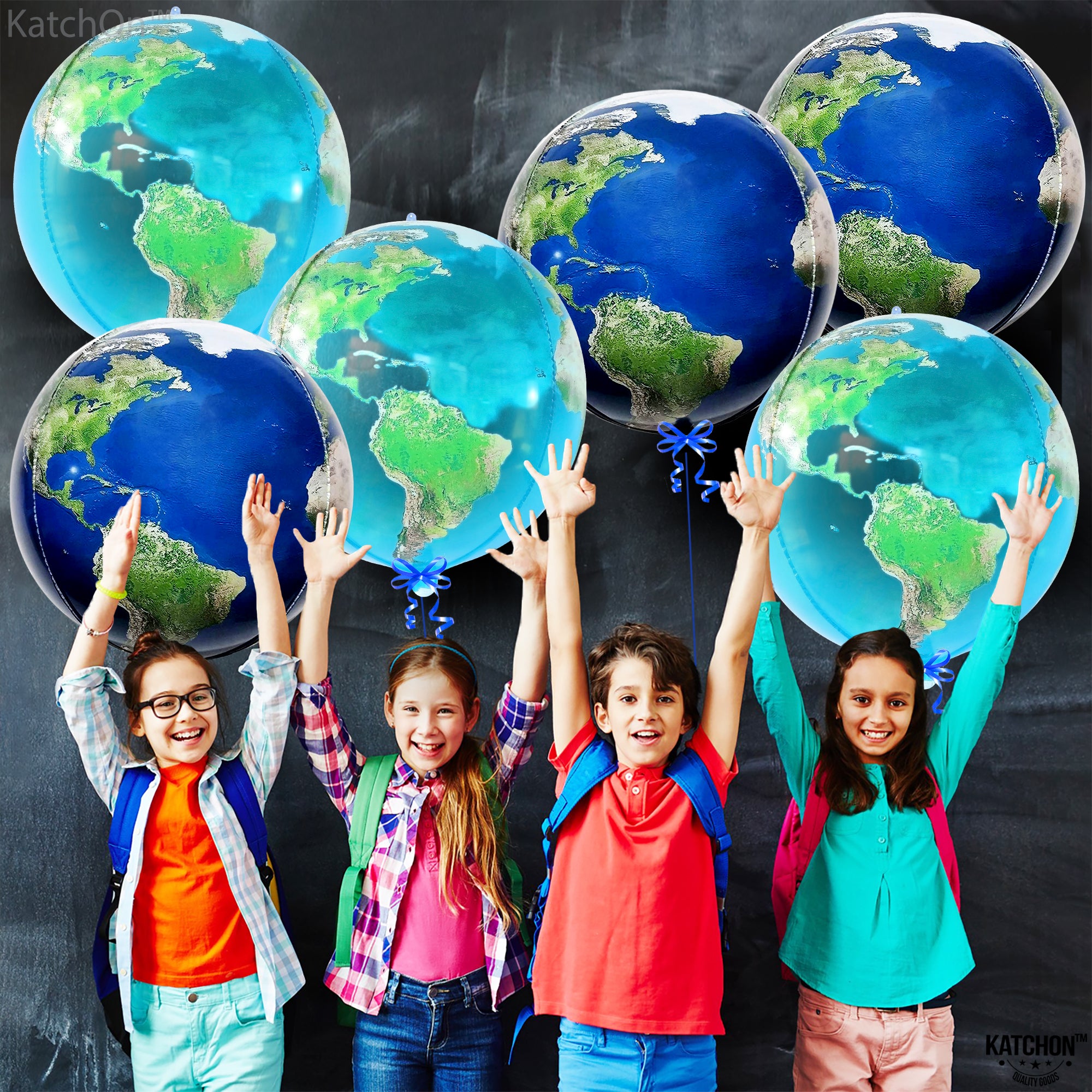 KatchOn, Globe Balloons for Globe Decorations - Big 22 Inch, Pack of 6 | Earth Balloons for Around The World Decorations | World Balloons for Bon Voyage Party Decorations, Travel Party Decorations