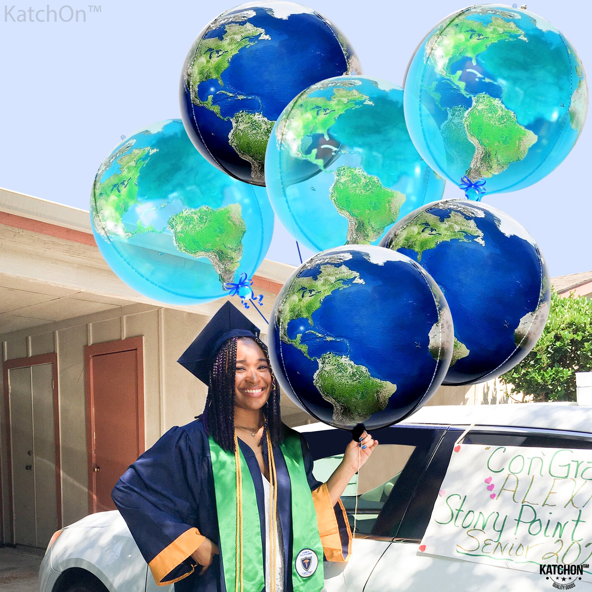 KatchOn, Globe Balloons for Globe Decorations - Big 22 Inch, Pack of 6 | Earth Balloons for Around The World Decorations | World Balloons for Bon Voyage Party Decorations, Travel Party Decorations