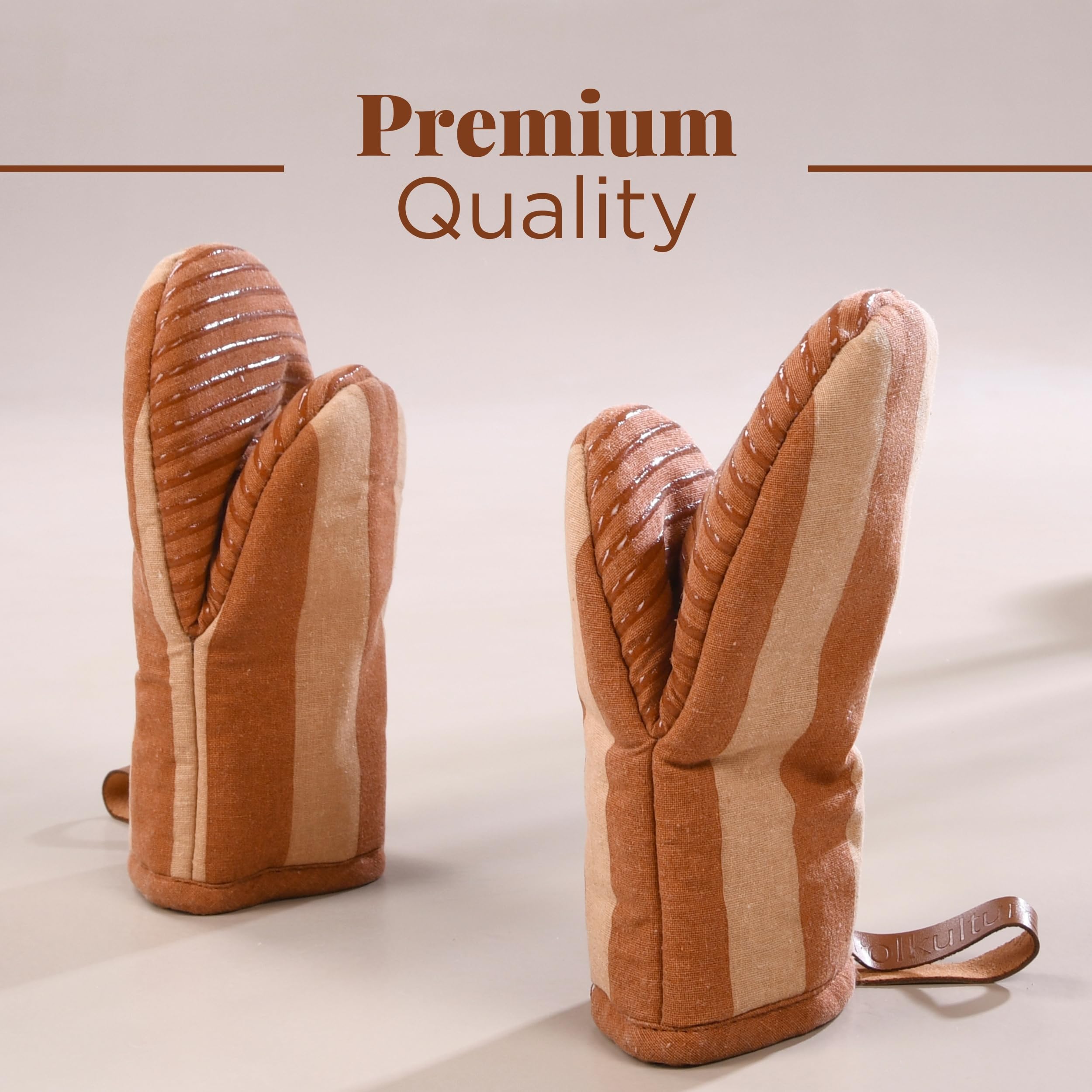 Folkulture Mini Mitts 100% cotton with Silicon - Caramel