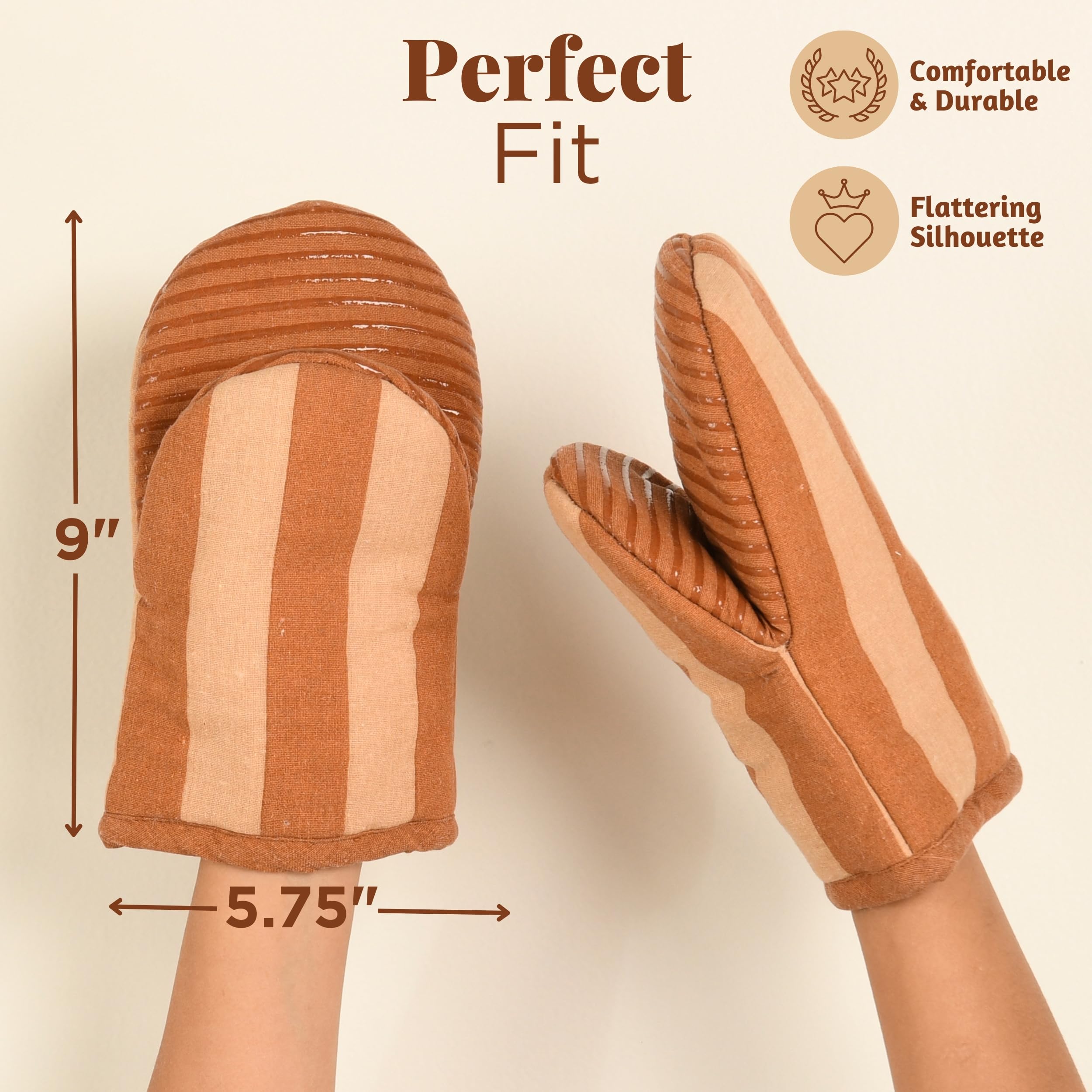 Folkulture Mini Mitts 100% cotton with Silicon - Caramel