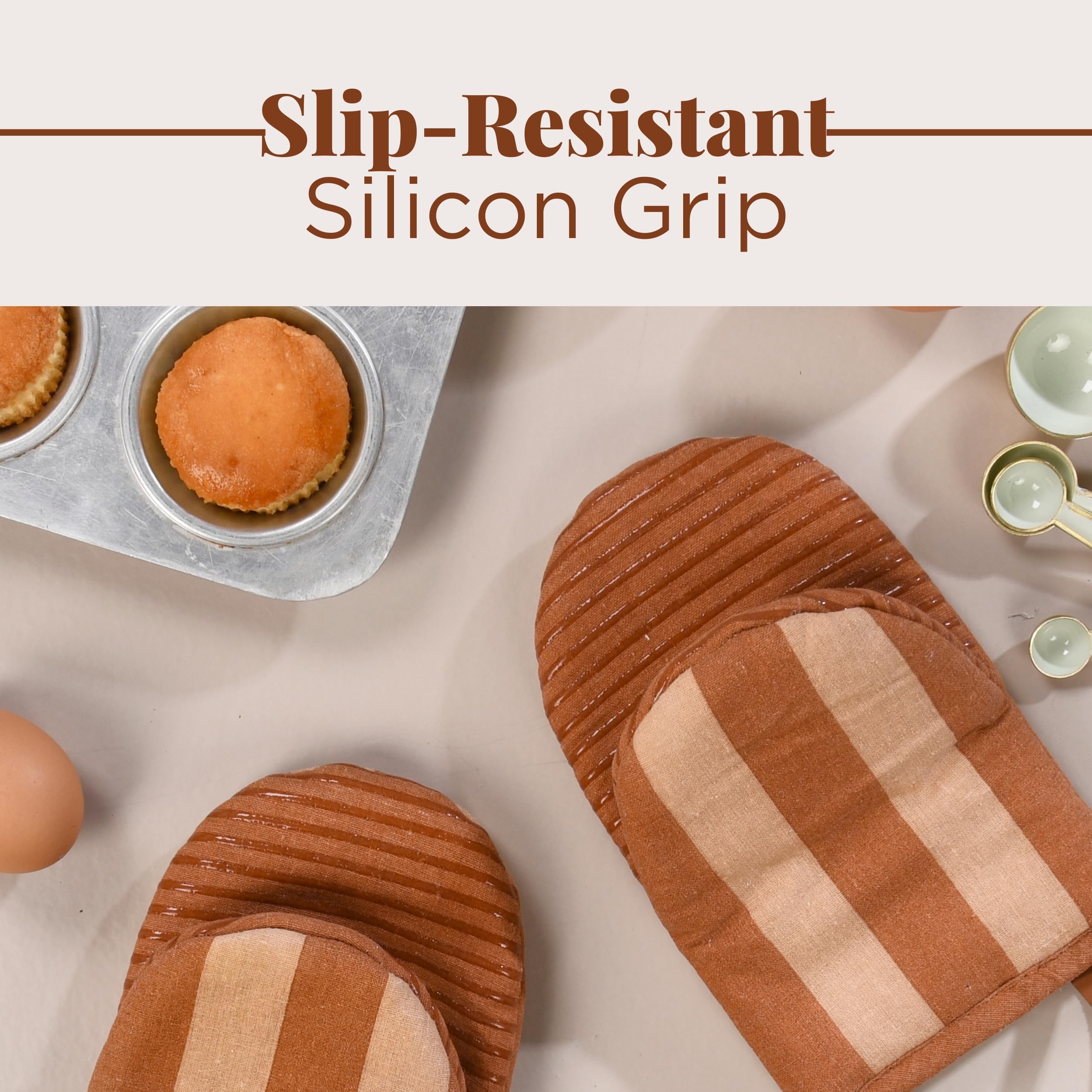 Folkulture Mini Mitts 100% cotton with Silicon - Caramel