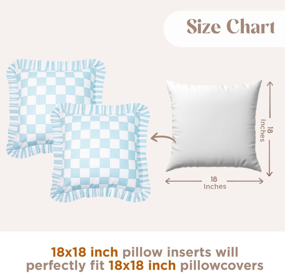 Folkulture 18 X 18" Set of 2 Cushion Cover Ruffle Checks Printed - Bluebell