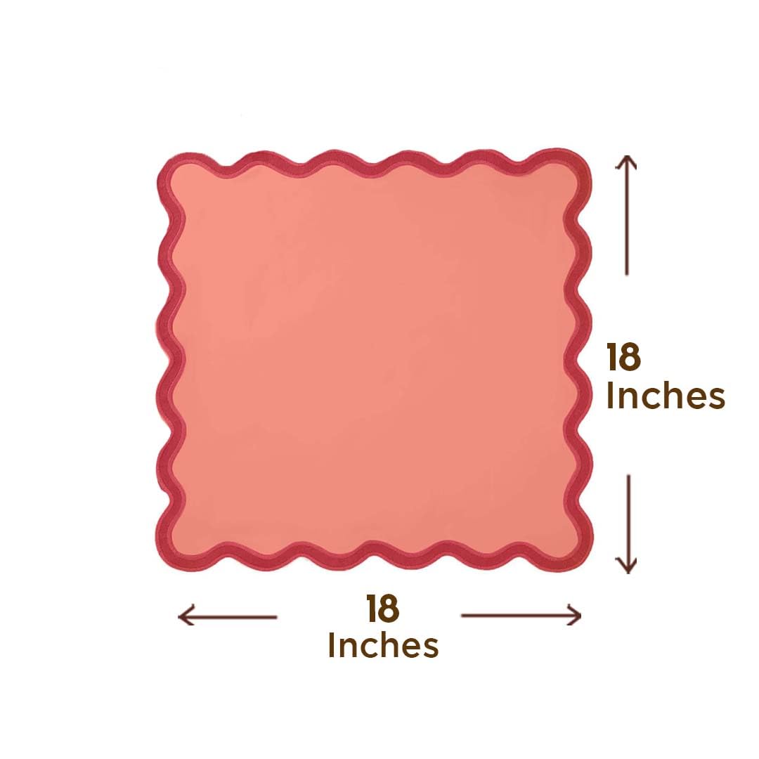 Folkulture Christmas Napkins Cloth Set of 4 | 18x18 Cotton Coral Red Dinner Napkins | Washable Fabric Table Napkins for Holiday Dining & Guests