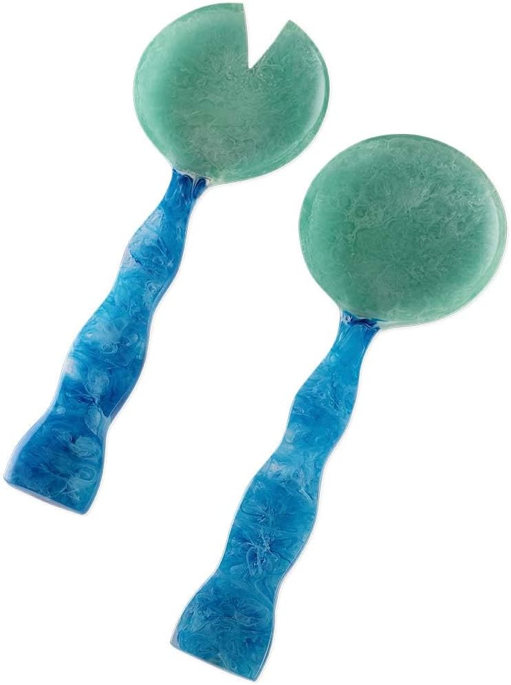 Folkulture 12" X 4.5" Aqua Teal Resin Salad Server