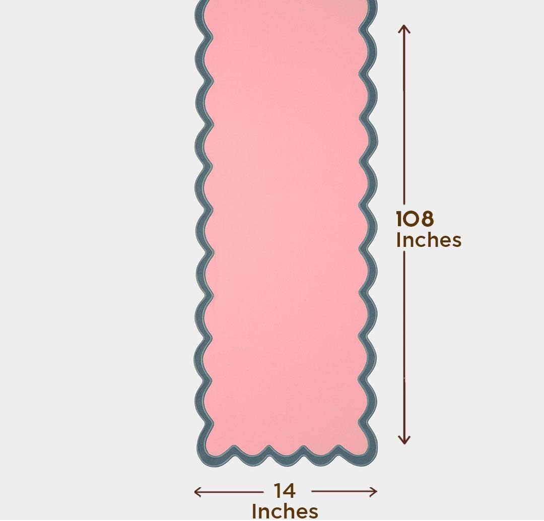 Folkulture 14" X 108" Table Runner Scallop Cotton - Laguna Blush
