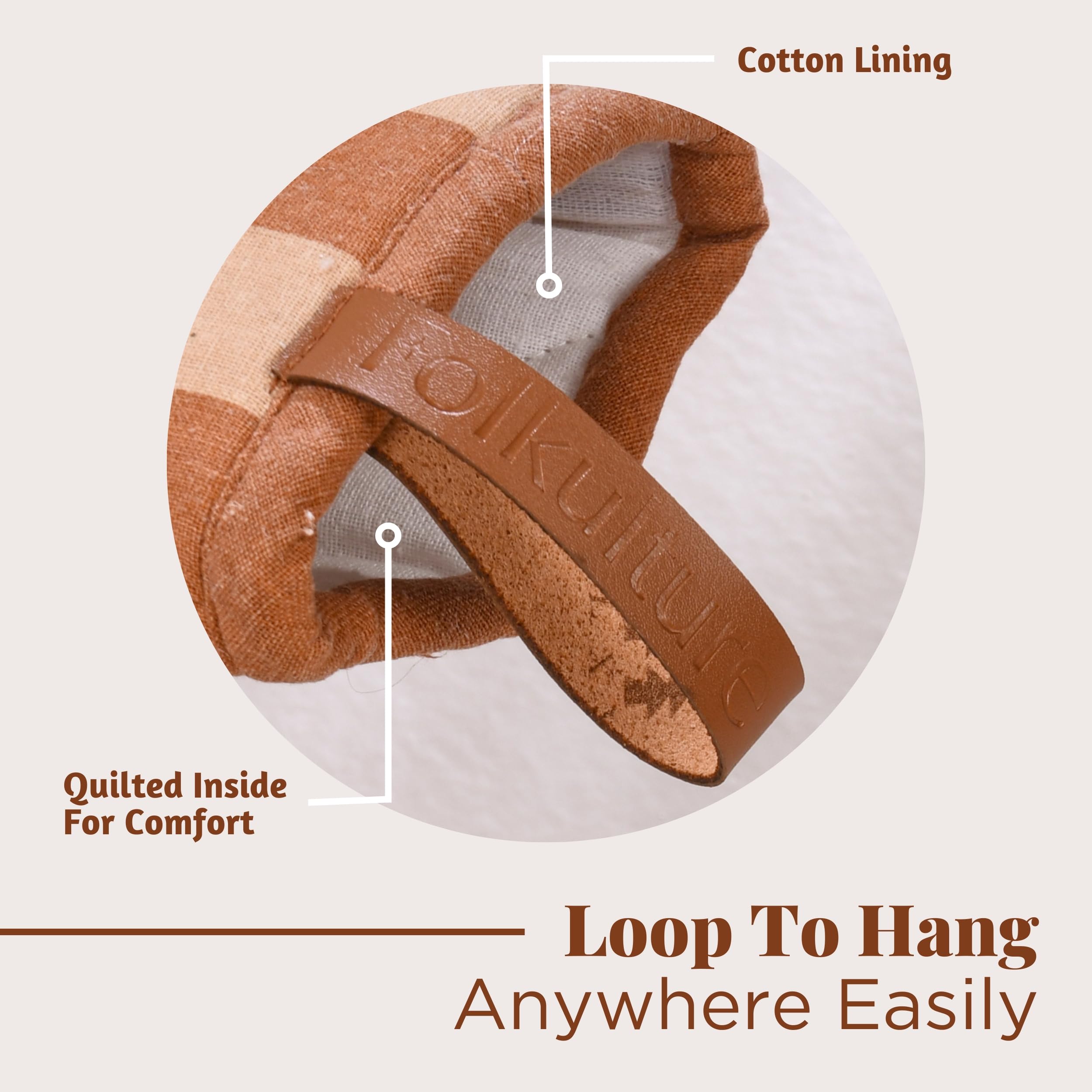 Folkulture Mini Mitts 100% cotton with Silicon - Caramel