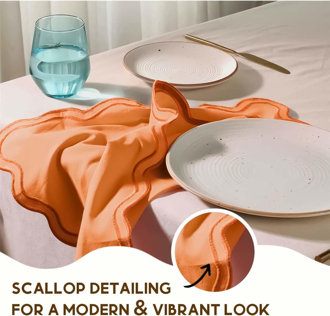 Folkulture Cloth Napkins or Dinner Napkins Washable (Clementine, (Set of 4) 18" x 18")