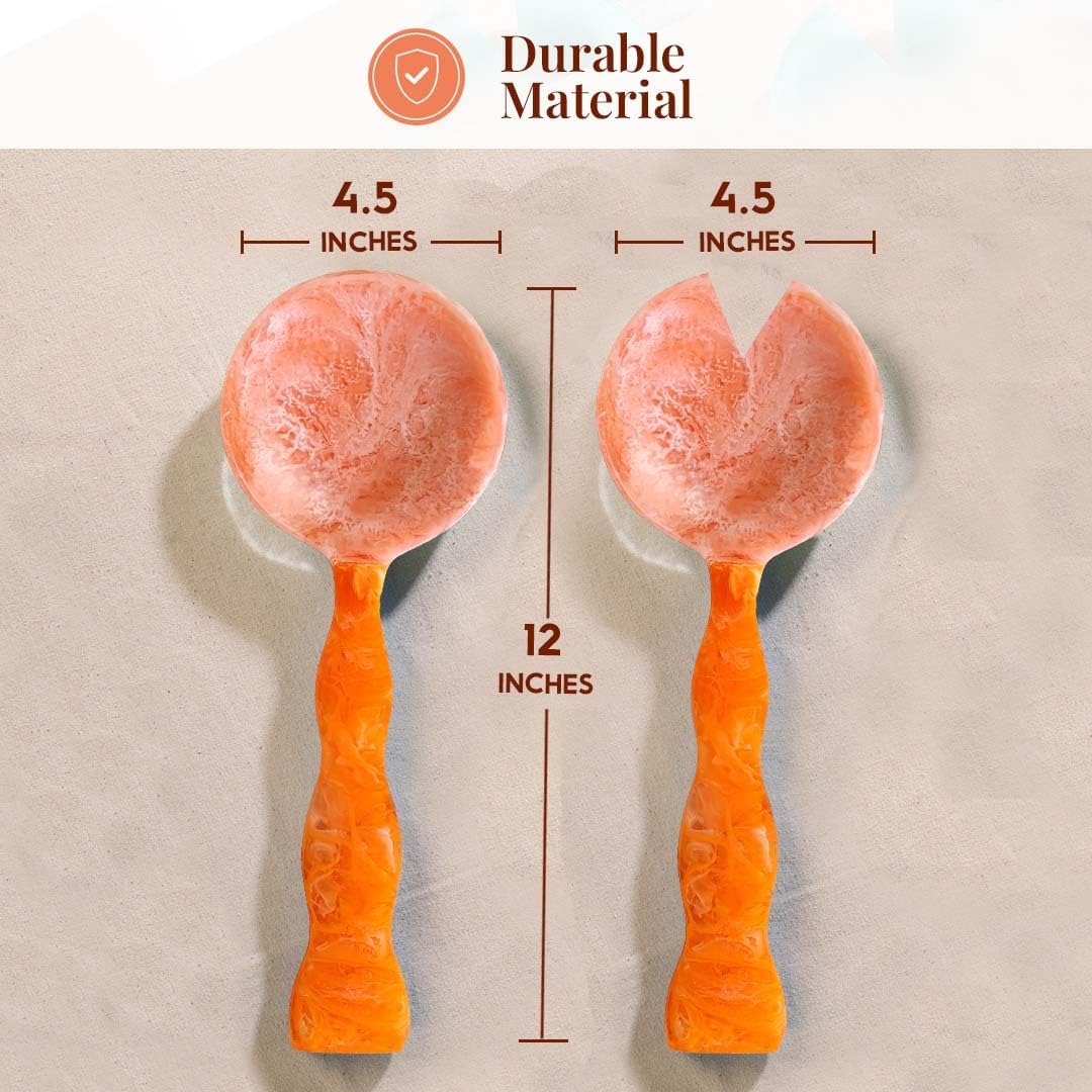 Folkulture 12" X 4.5" Orange Burst & Pink Resin Resin Salad Server