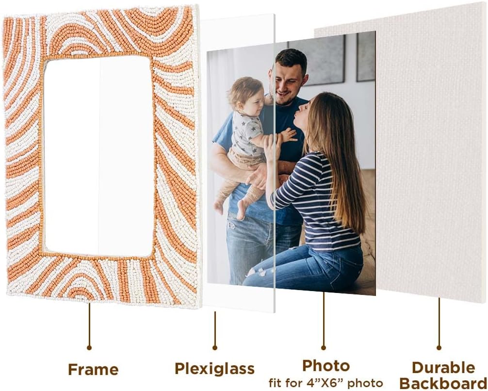 Folkulture 4x6 Picture Frames, Photo Frame with Plexiglass, Vertical & Horizontal Formats Picture Frames Wall Hanging or Tabletop Farmhouse Decor