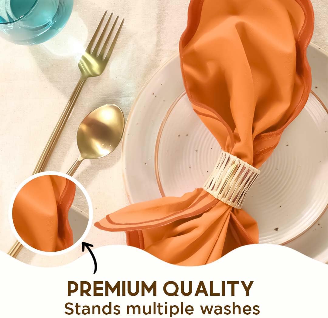 Folkulture Cloth Napkins or Dinner Napkins Washable (Clementine, (Set of 4) 18" x 18")