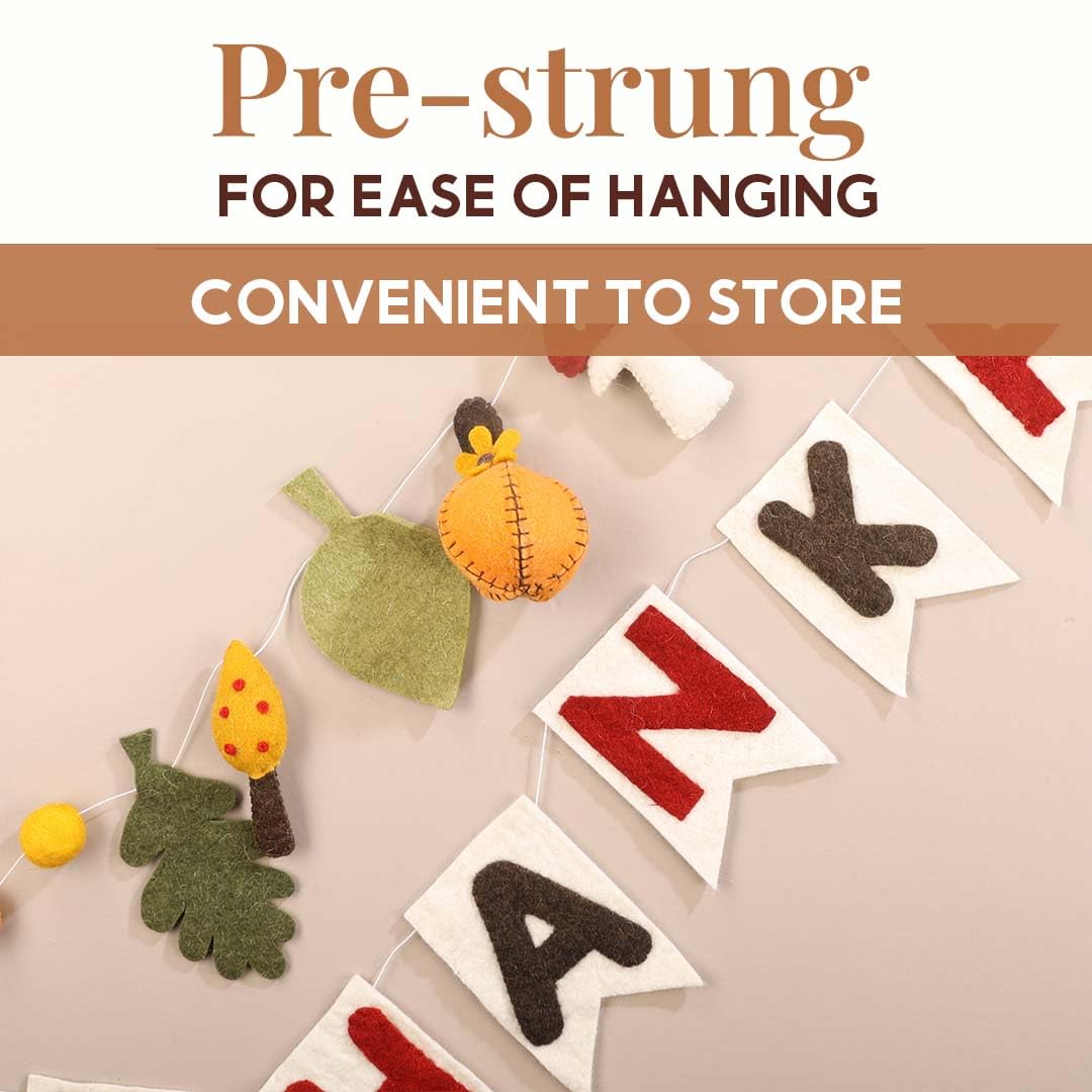 Folkulture 72" Felt Garlands - Thankful