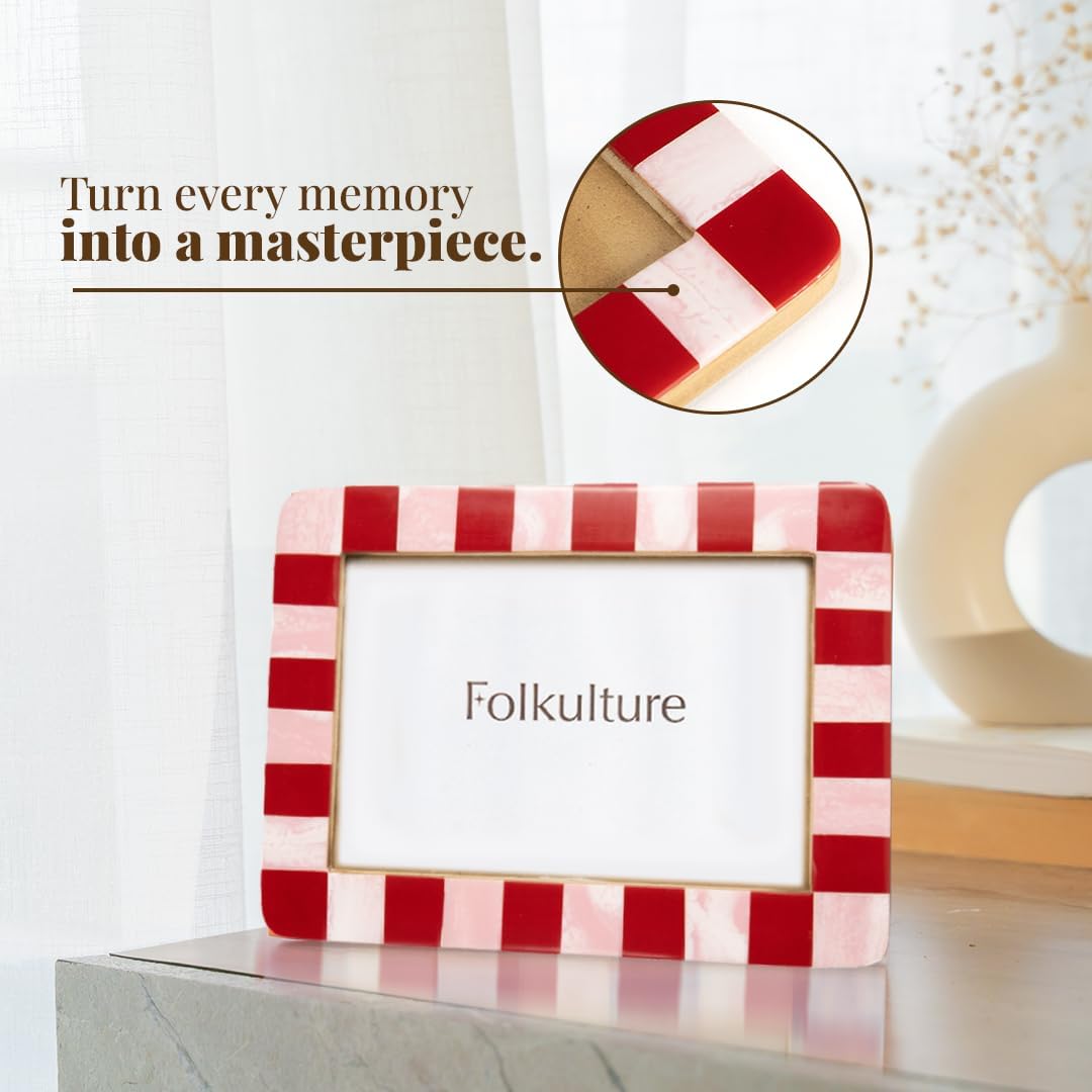 Folkulture Pink & Red Resin Picture Frames