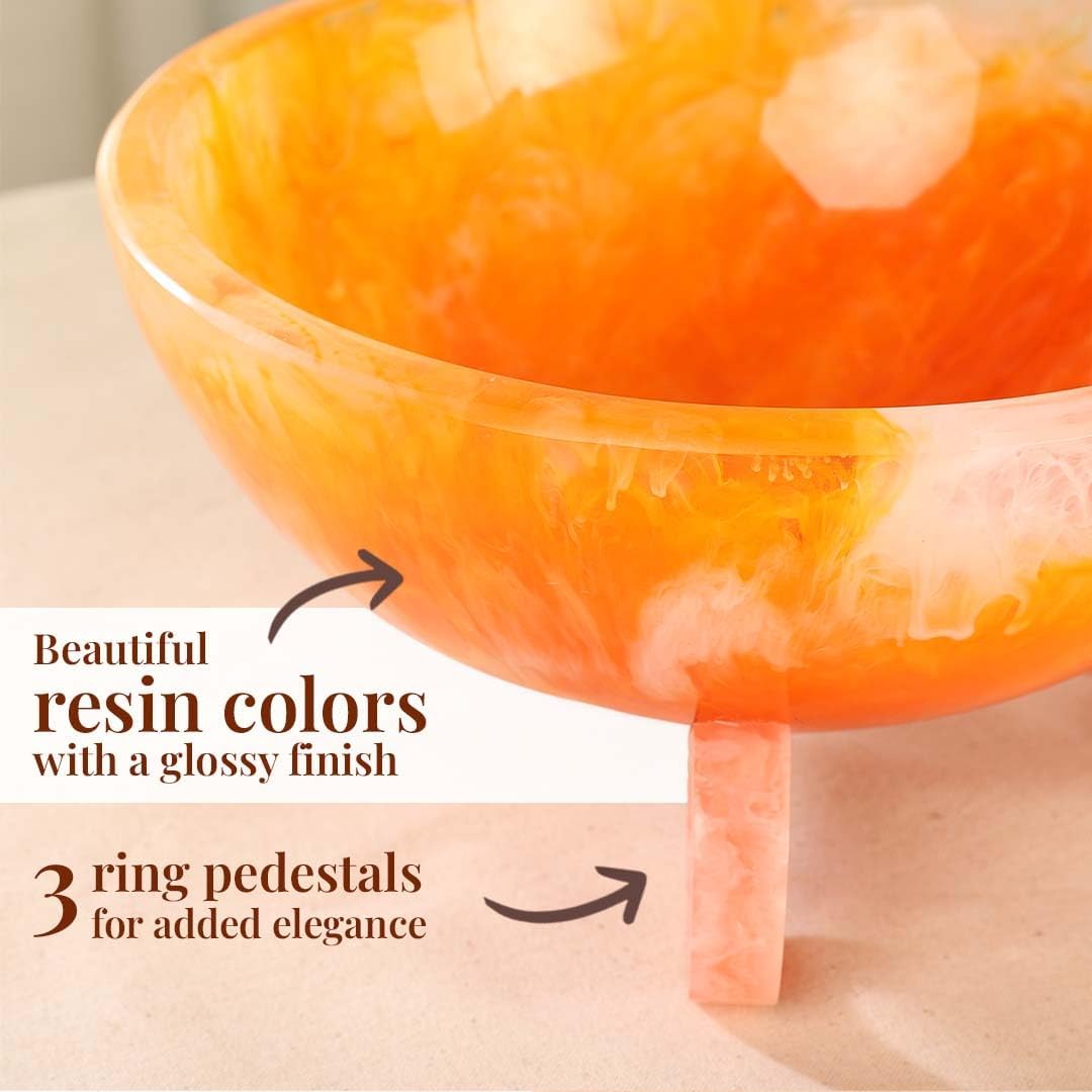 Folkulture 9" Orange Burst & Pink Resin Fruit Bowl
