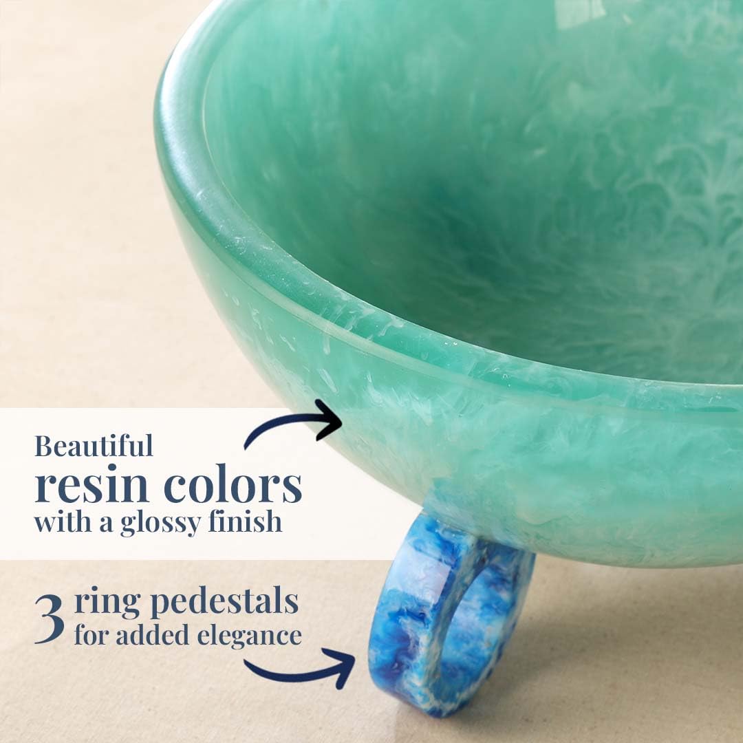 Folkulture 9" Aqua Teal Resin Fruit Bowl