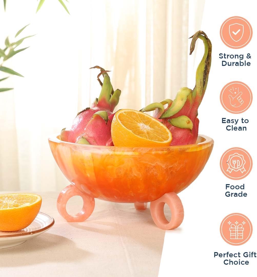 Folkulture 9" Orange Burst & Pink Resin Fruit Bowl
