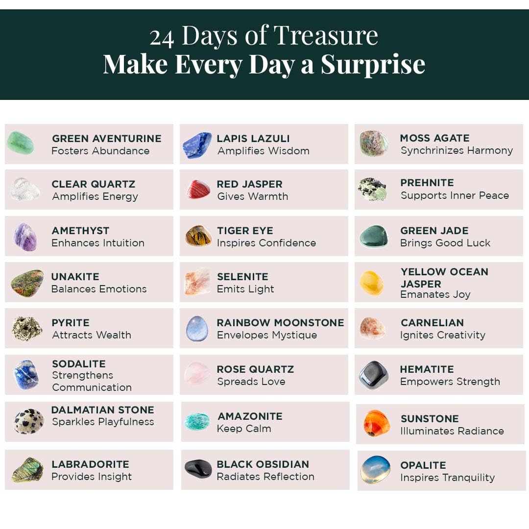 Folkulture Pack of 24 Gemstones Advent - 24 Hidden Gemstones
