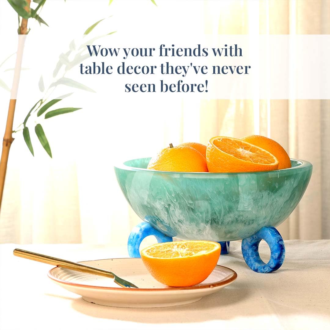 Folkulture 9" Aqua Teal Resin Fruit Bowl