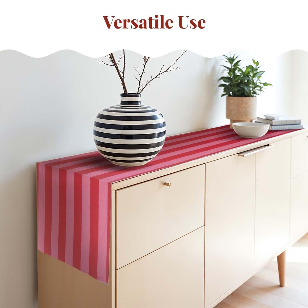 Folkulture Table Runner Vertical Striped Pink & Red | 100% Cotton Washable Table Decor for Dining, Parties & Festive Home Styling