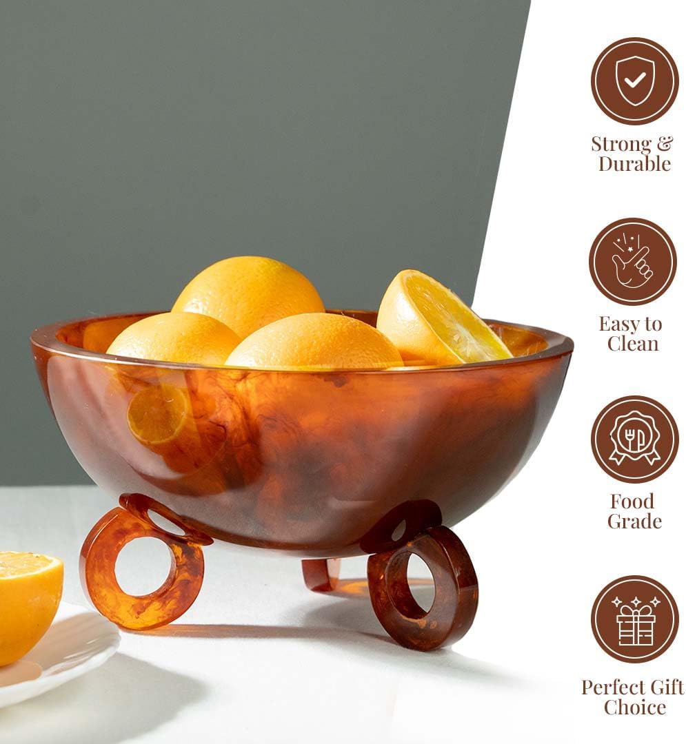 Folkulture 9" Golden Brown Resin Fruit Bowl