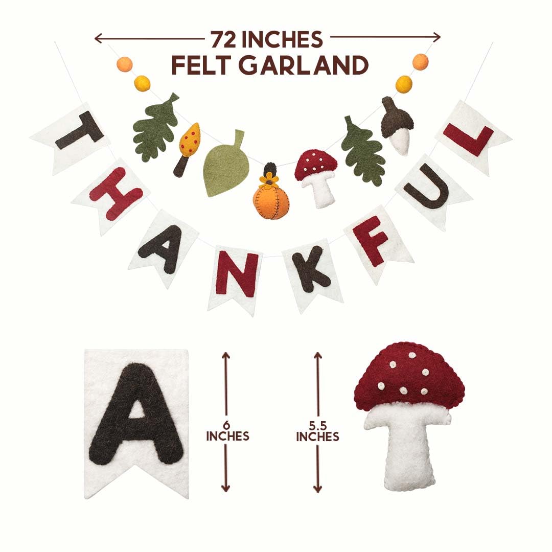 Folkulture 72" Felt Garlands - Thankful