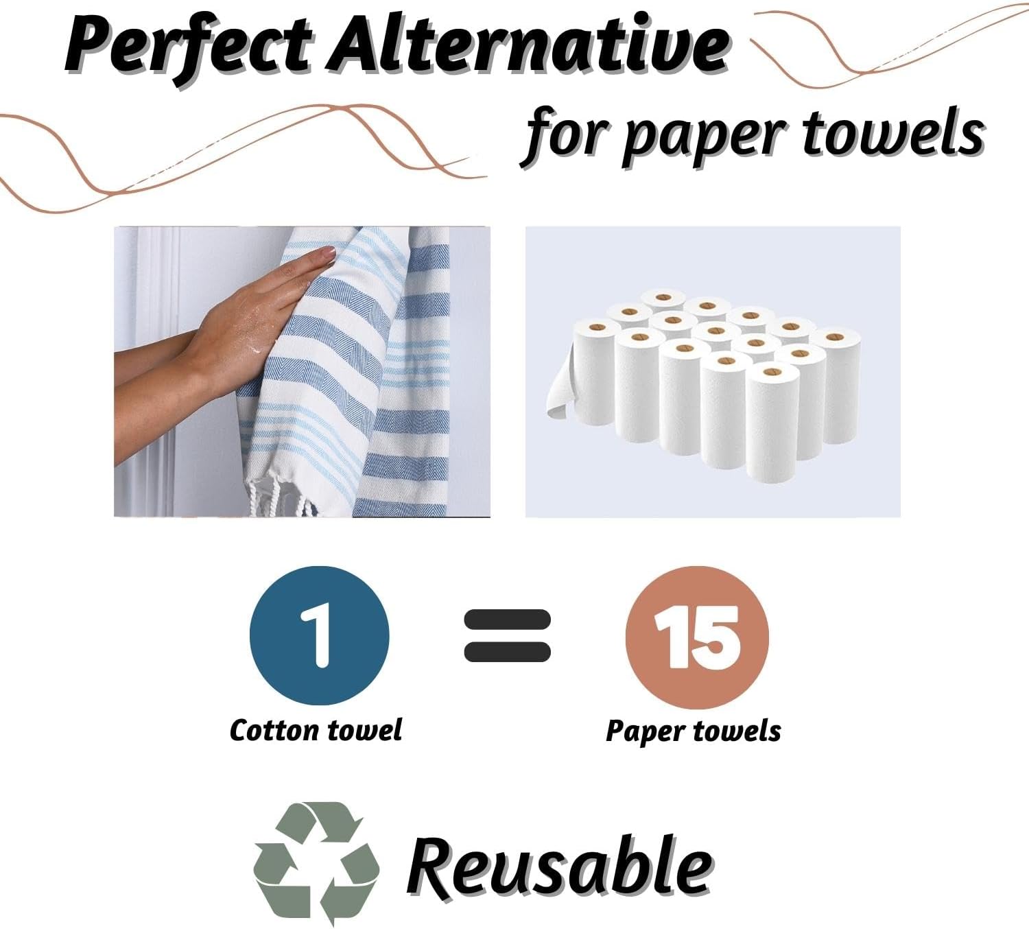 Folkulture 16" x 30" Set of 2 Hand Towel Fiji - Aqua