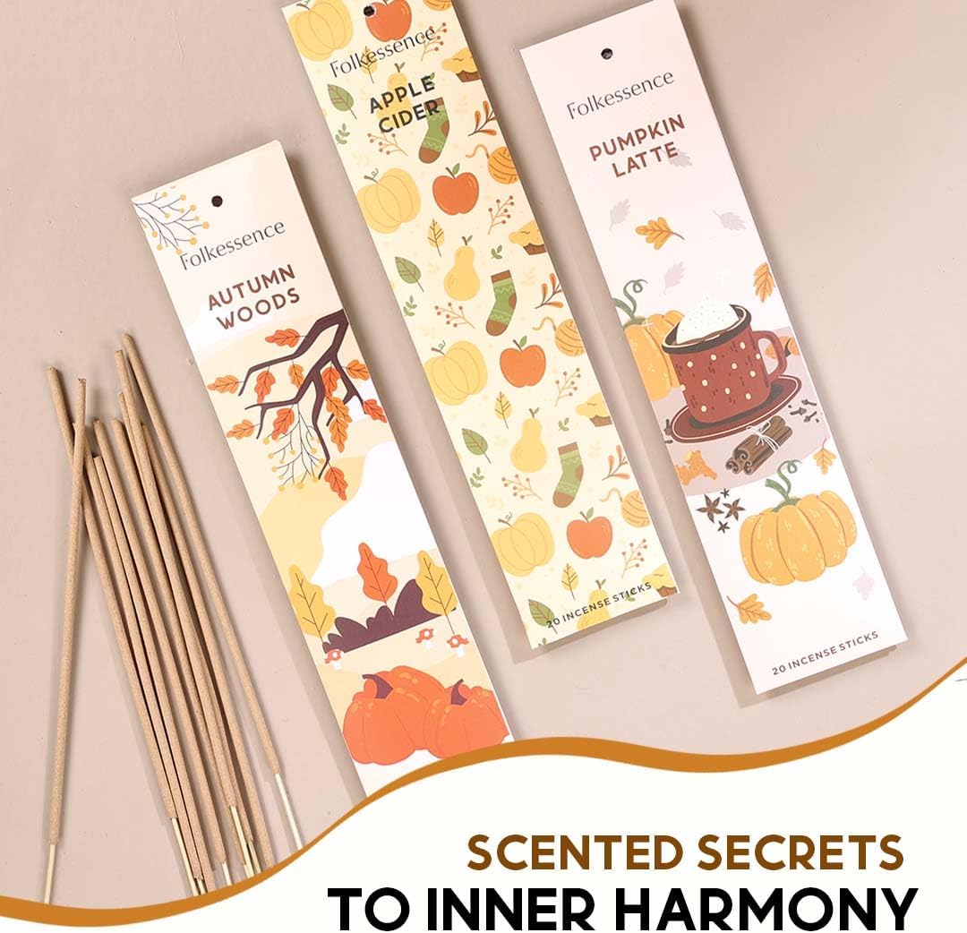 Pack of 3, 60 Incense Sticks with Holder -  Hello Fall