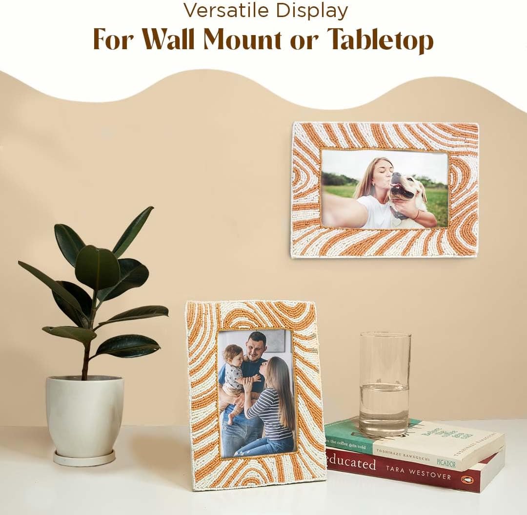 Folkulture 4x6 Picture Frames, Photo Frame with Plexiglass, Vertical & Horizontal Formats Picture Frames Wall Hanging or Tabletop Farmhouse Decor