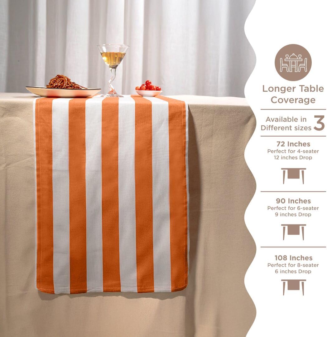 Folkulture Fall Table Runners, Striped Boho Table Runners for Farmhouse Decor | White & Brown Table Runner for Fall Decor