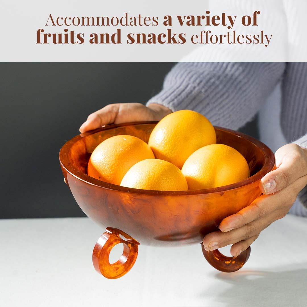 Folkulture 9" Golden Brown Resin Fruit Bowl