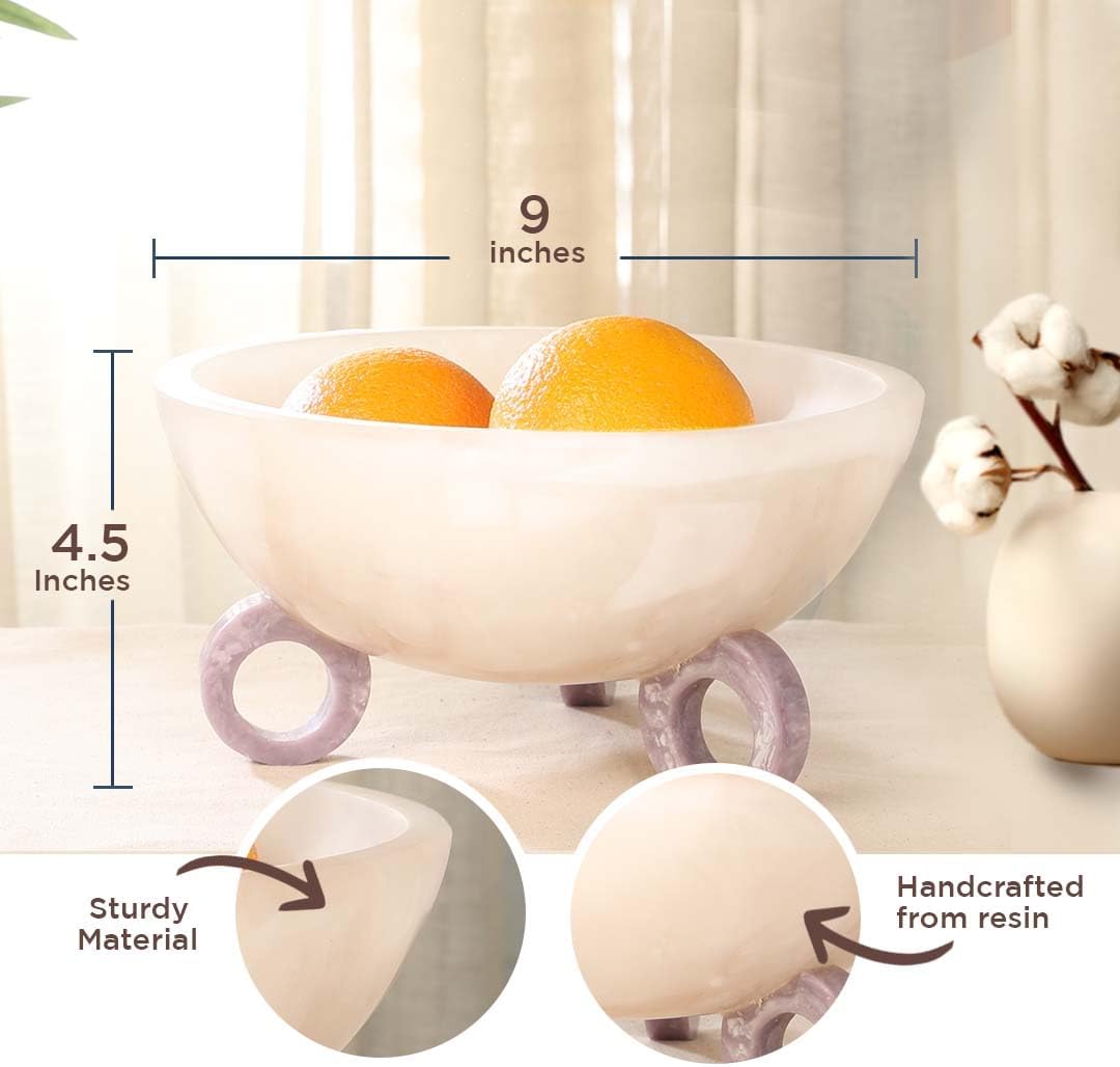Folkulture Fruit Bowl for Kitchen Counter, 9" Resin Decorative Bowl