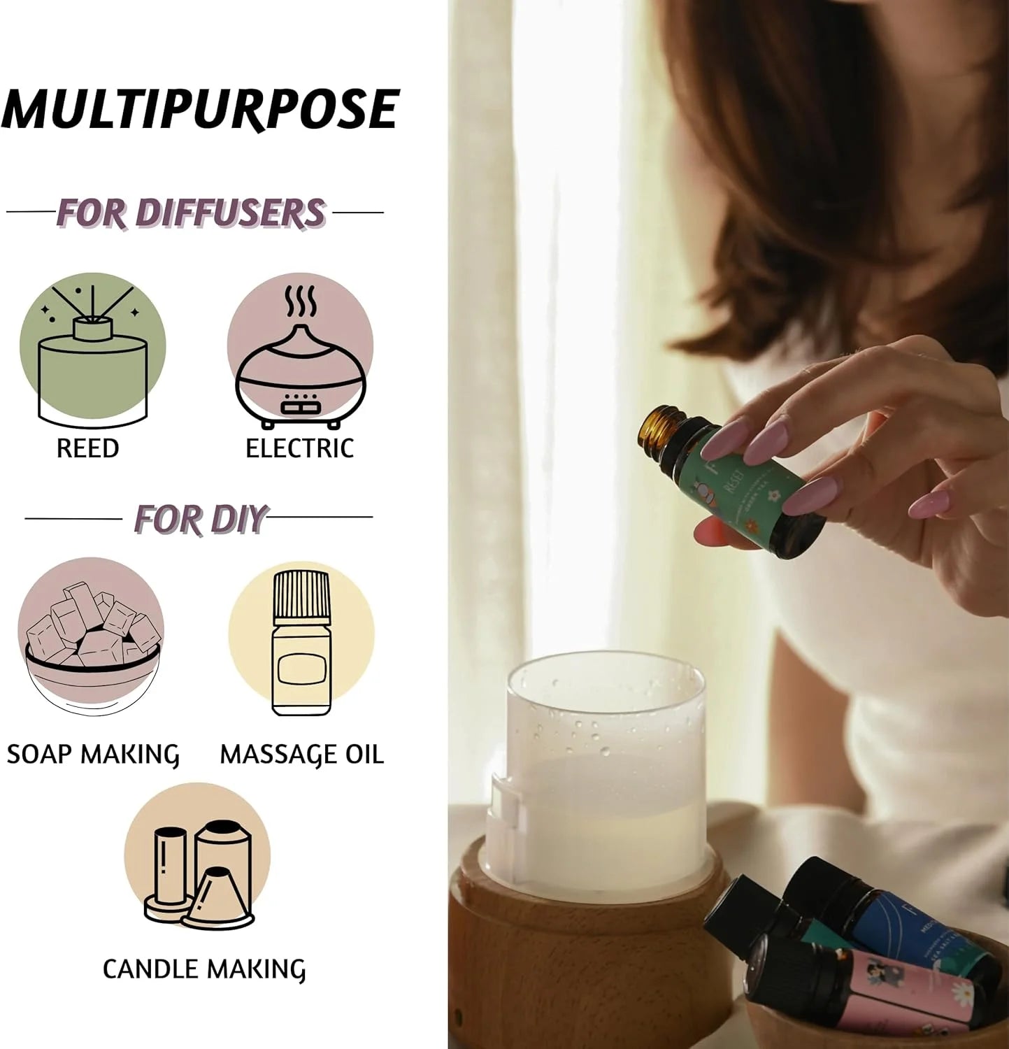 Folkulture Fall Essential Oils for Diffuser Oil, Essential Oils Set of 6 x 0.34 fl oz, 60 ml Fragrance Oil, Diffuser Oils Scents for Home, Fall Fragrance Oils - Pumpkin Spice, Caramel, Vanilla