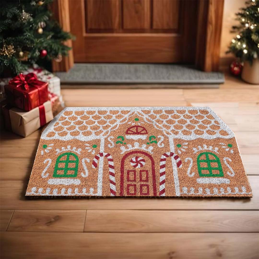 Folkulture Christmas Coir Door Mat | 28 x 16 Inch Eco-Friendly Anti-Sl