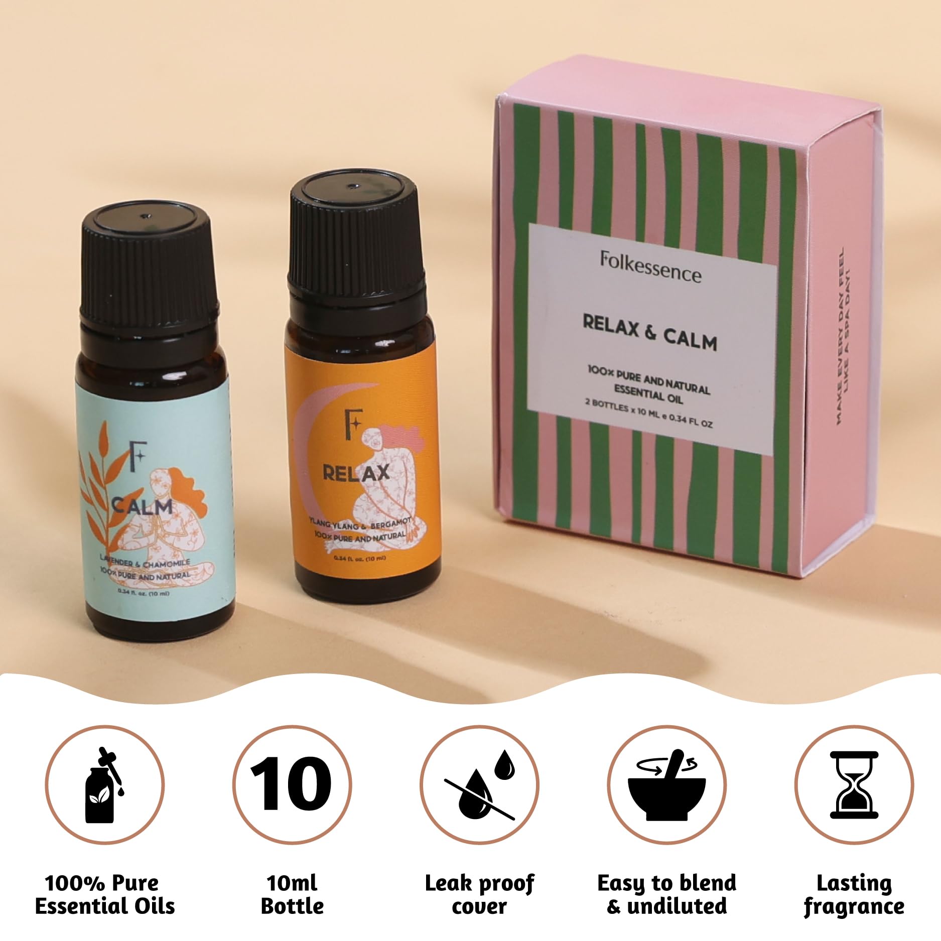 Pack of 2,10ml Essential Oil - Calm and Relax