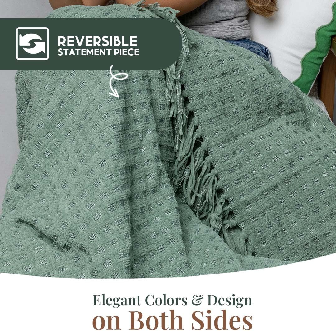 Folkulture 50"X 60" Chennile Throw - Sage Dream