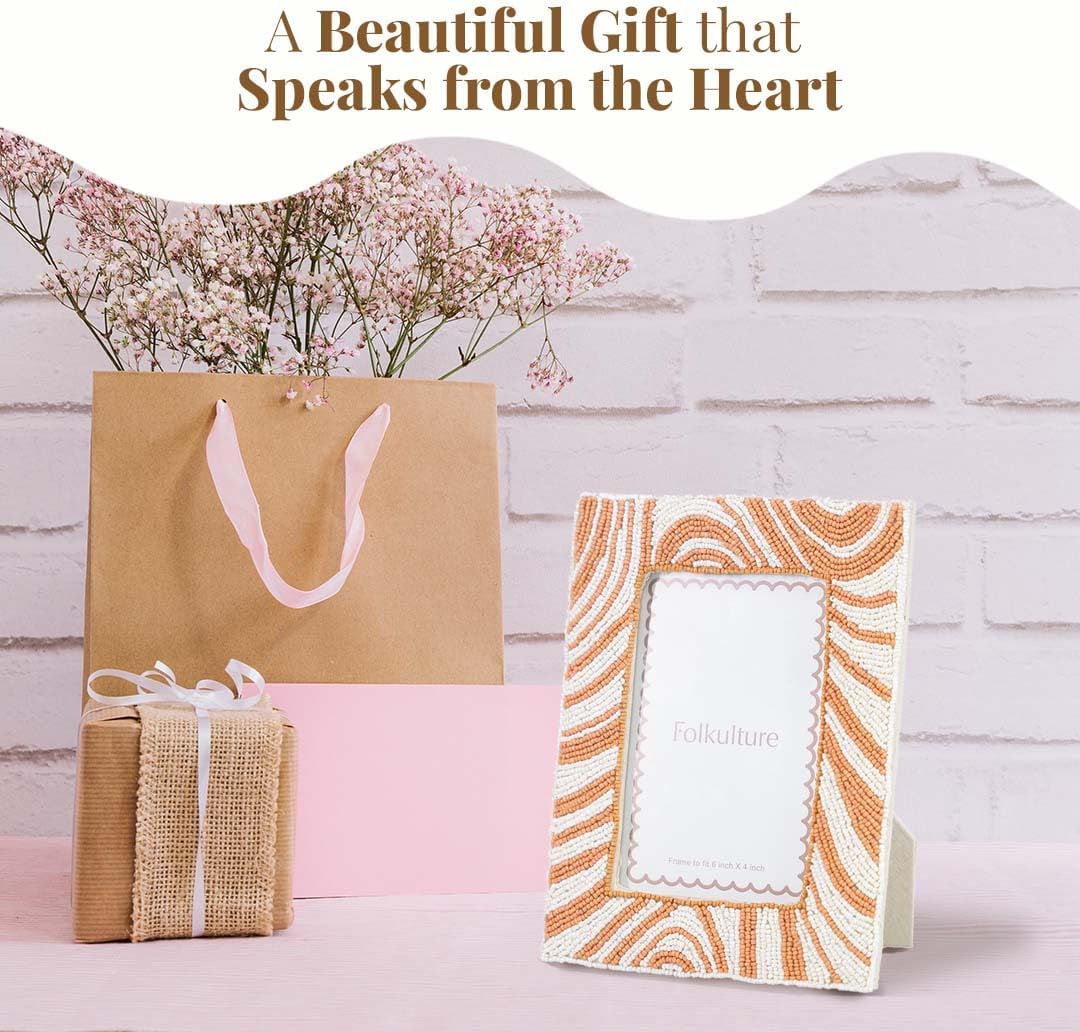 Folkulture 4x6 Picture Frames, Photo Frame with Plexiglass, Vertical & Horizontal Formats Picture Frames Wall Hanging or Tabletop Farmhouse Decor