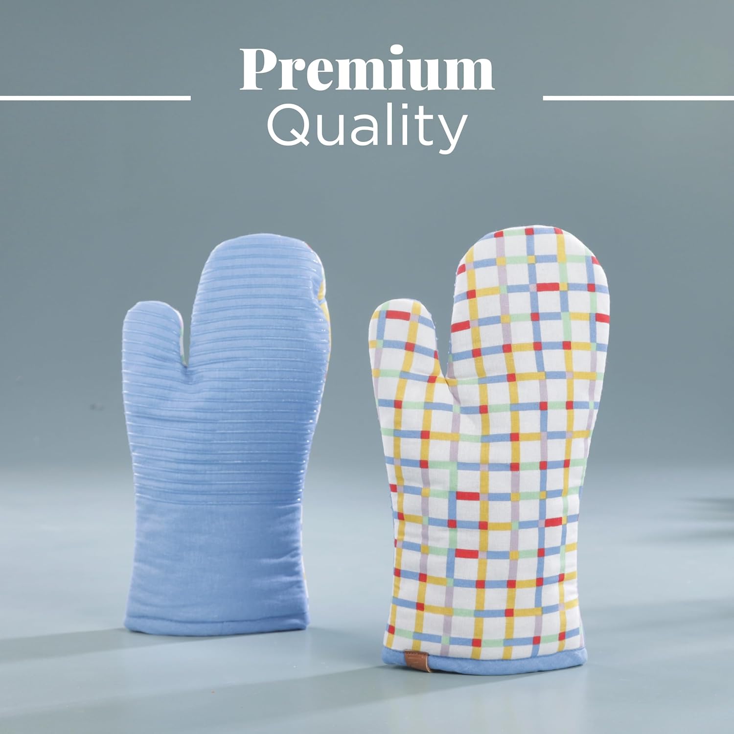 Folkulture Oven Mitts Heat Resistant 12"x 5.5" | Silicone Oven Mitts |100% Cotton Oven Mits/Glove Set  - UrbanGrid