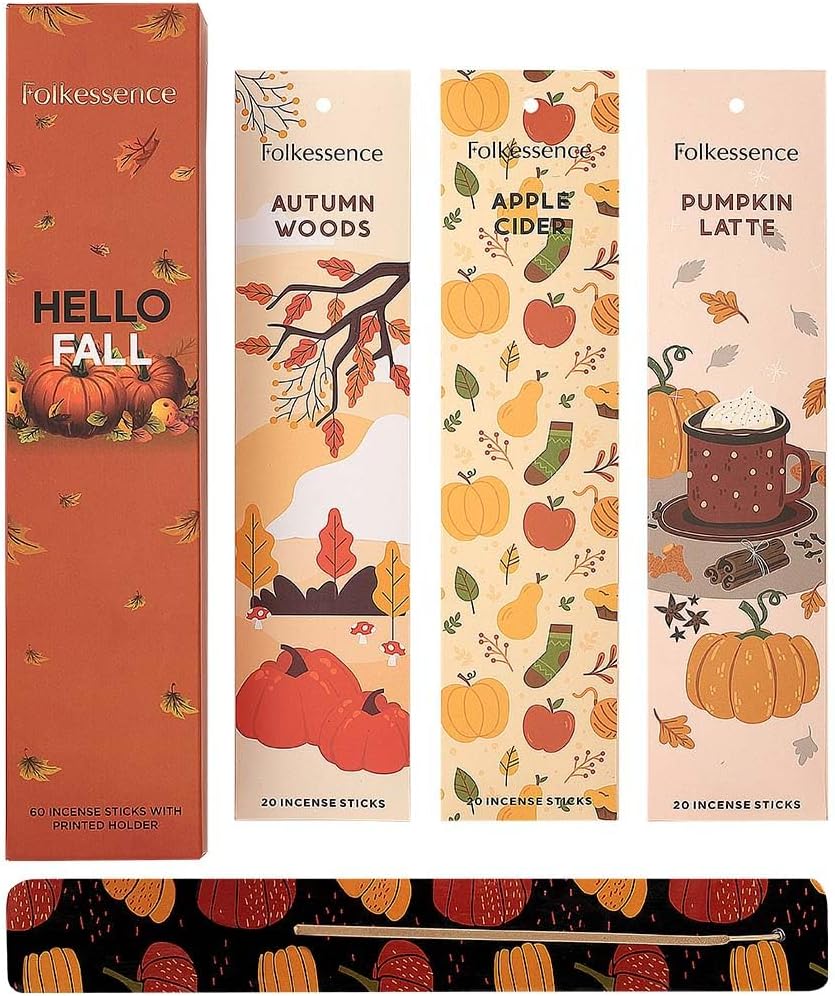 Pack of 3, 60 Incense Sticks with Holder -  Hello Fall