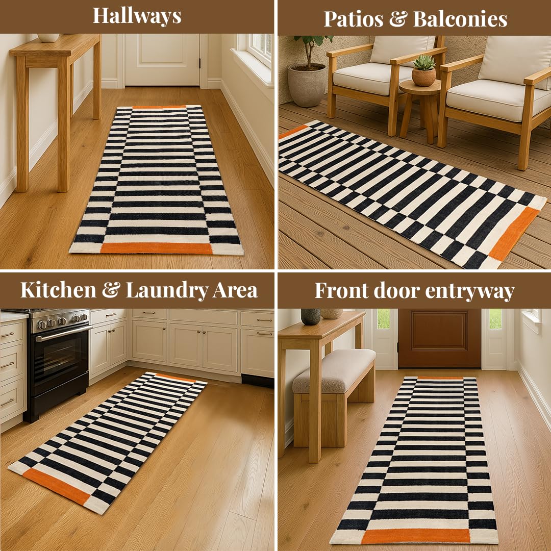 Folkulture Runner Rug for Hallways | Entryway-Rug for Fall Decor | Kitchen Rugs for Fall-Decorations for Home | 24 x 72" Striped-Rug