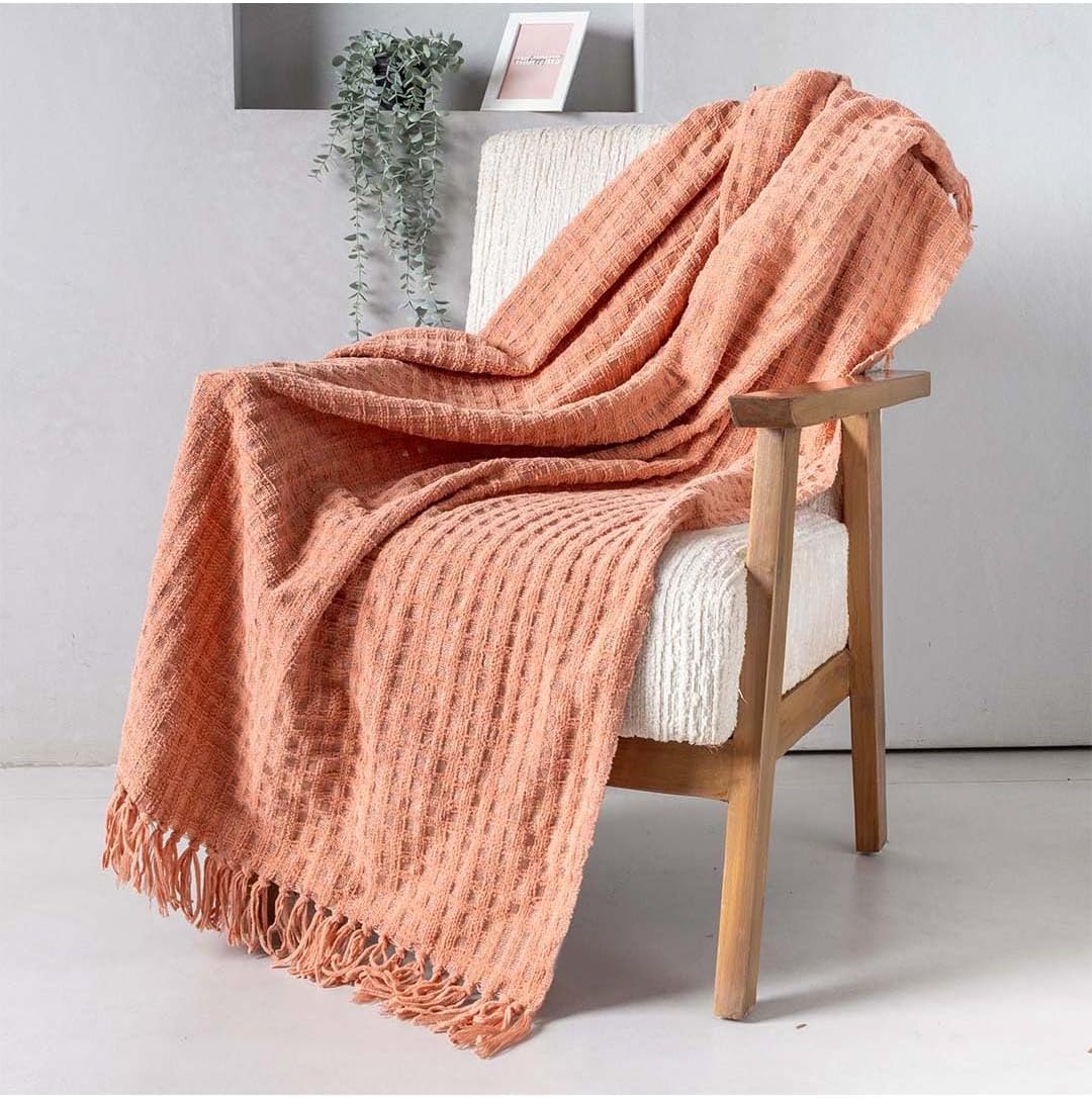 Folkulture 50"X 60" Chennile Throw - Cozy Blush