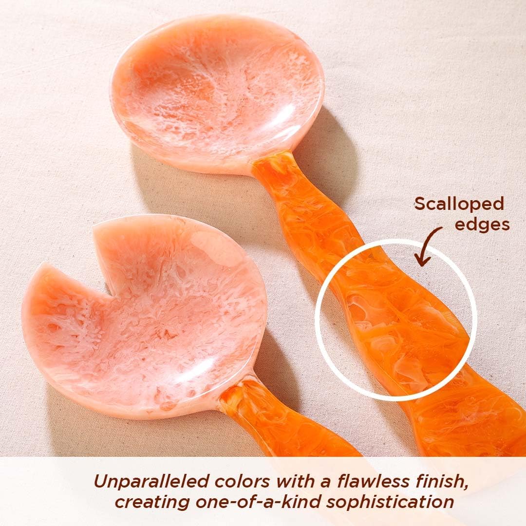 Folkulture 12" X 4.5" Orange Burst & Pink Resin Resin Salad Server