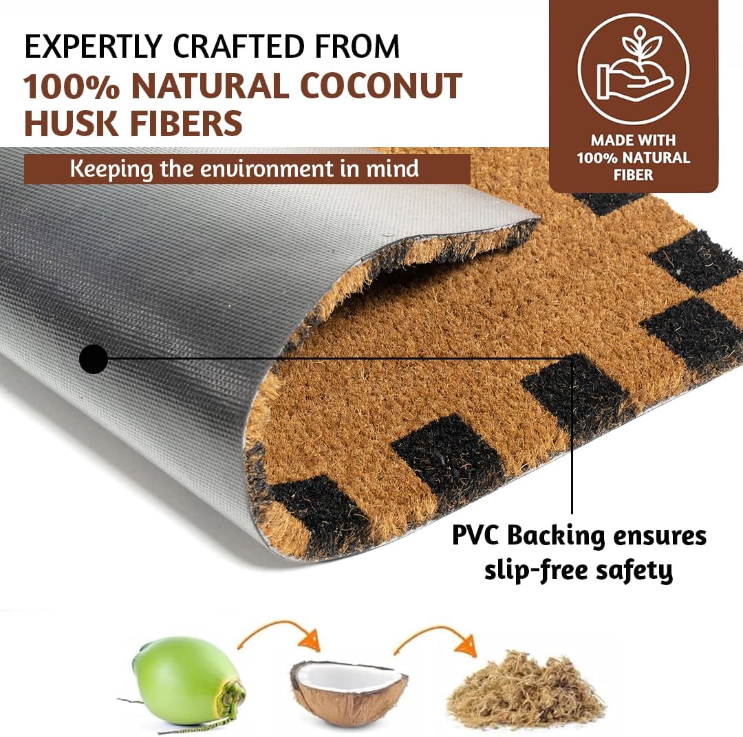 Folkulture Welcome Mats Outdoor | (16 X 28) Eco Friendly Doormats for Front Door Outdoor | Welcome Matt or Doormat for Home Entrance | Durable & Anti Slip Coir Door Mats or Rug | Summer Outdoor Decor