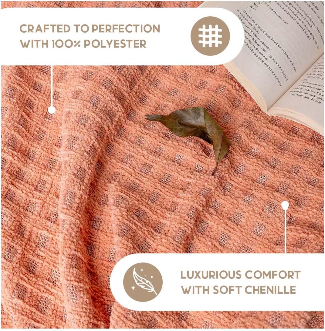 Folkulture 50"X 60" Chennile Throw - Cozy Blush