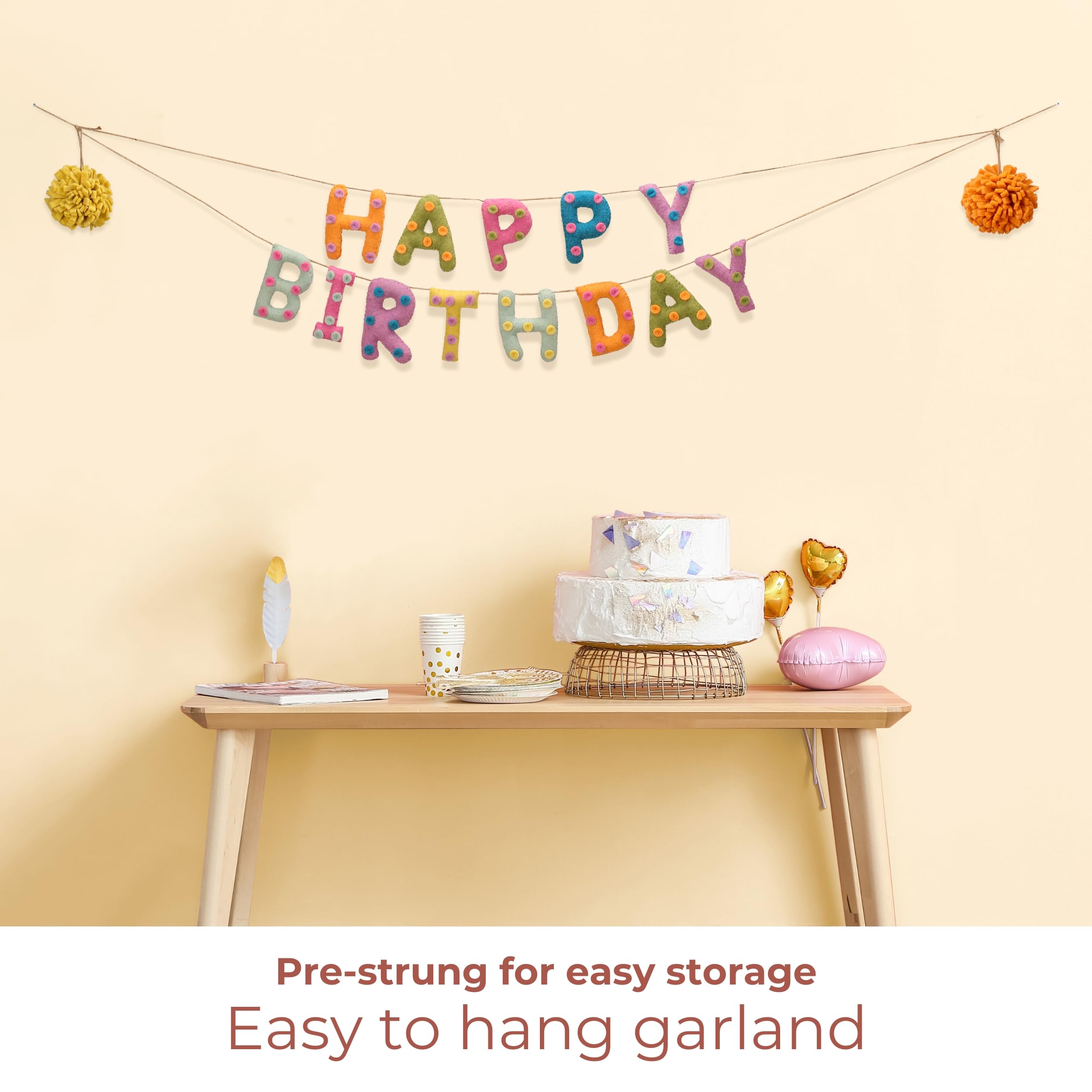Folkulture Felt Garlands 72" - Happy Birthday