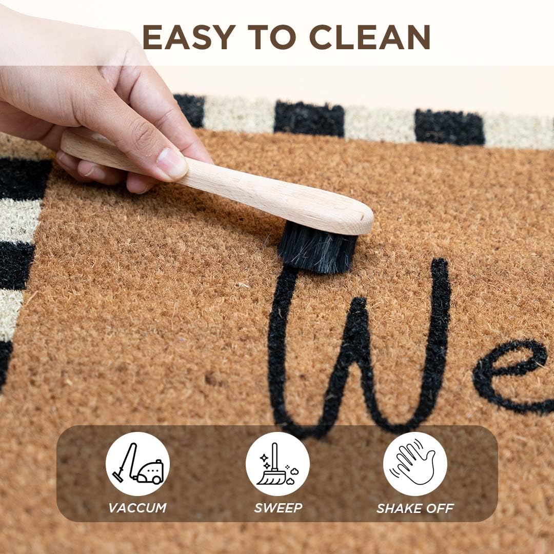 Folkulture Welcome Door Mat | (16 x 28) Welcome Matt or Checkered Doormat for Home Entrance | Durable & Anti Slip Coir Mats