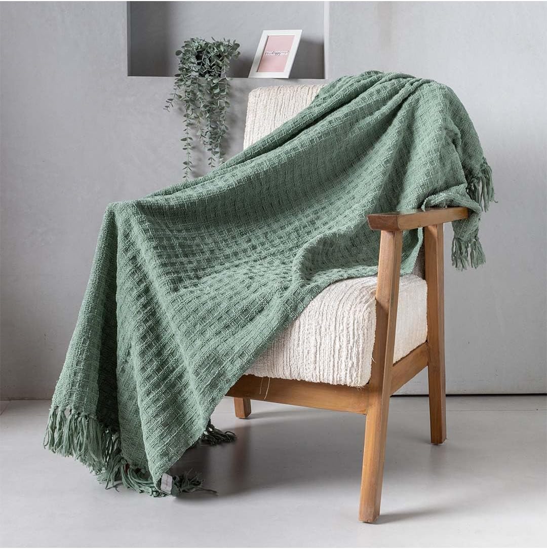 Folkulture 50"X 60" Chennile Throw - Sage Dream