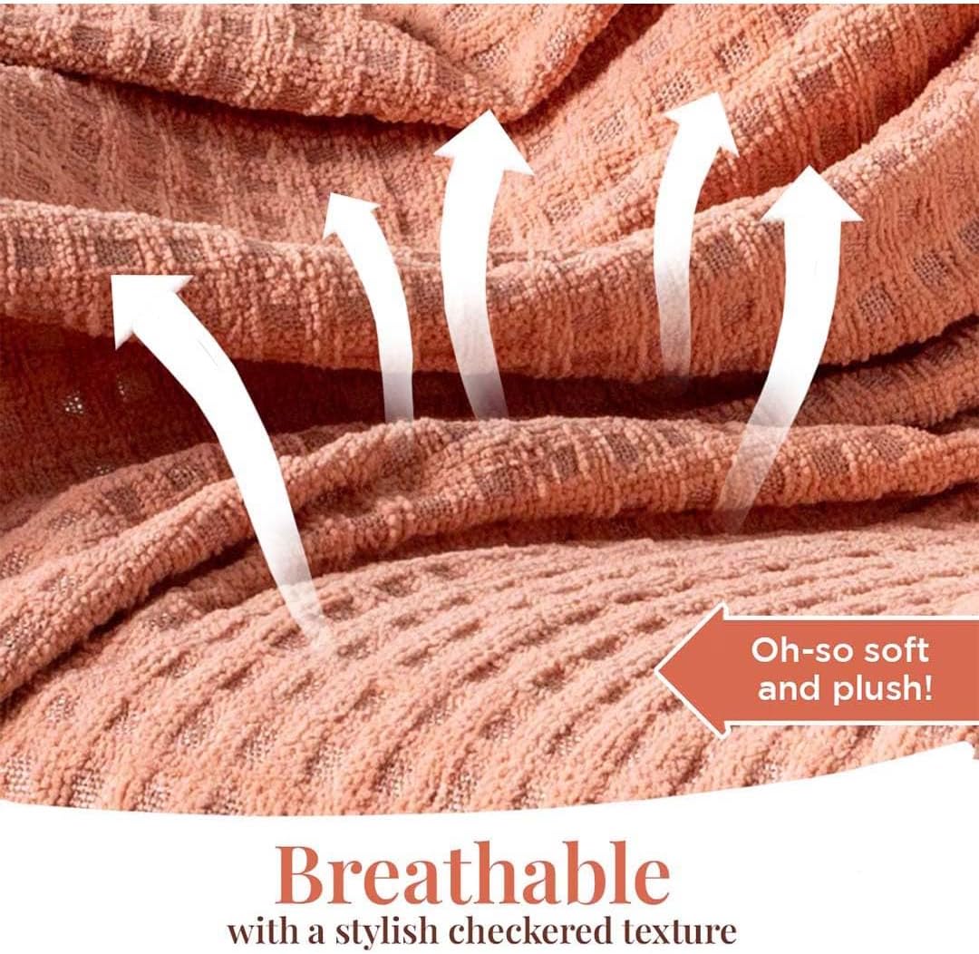 Folkulture 50"X 60" Chennile Throw - Cozy Blush