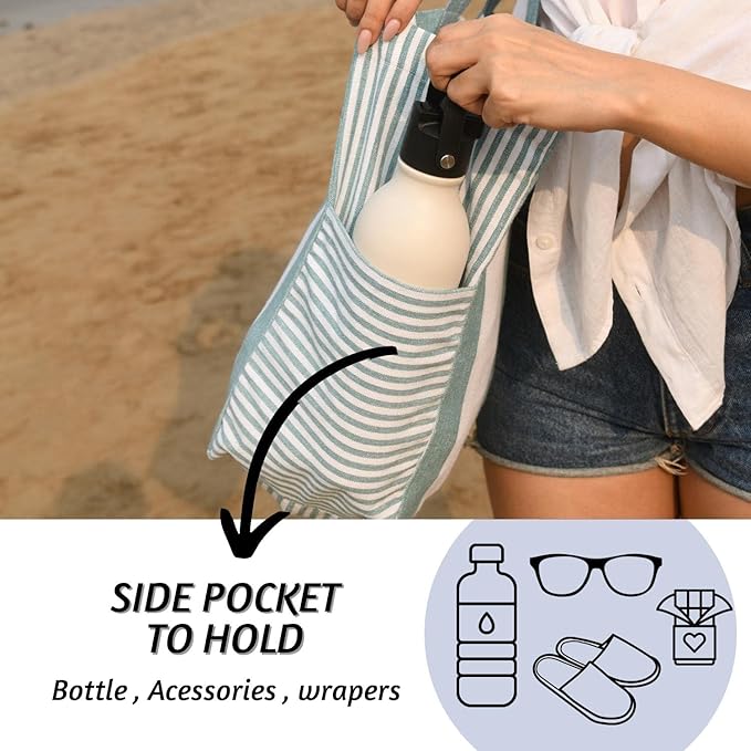Folkulture Havana Beach Bag 100% Recycled Cotton - Stone Blue