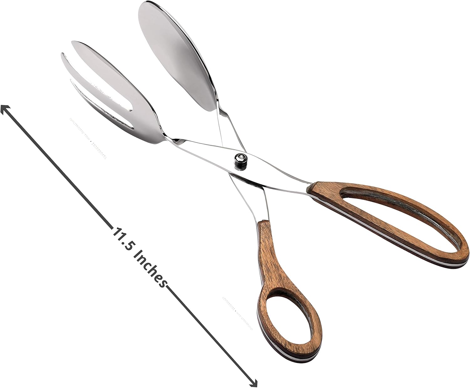 Folkulture Cooking tongs, Kitchen Tongs, Salad Tongs for Serving, Stainless Steel Tongs, 11.5 Inch - Wooden Handle