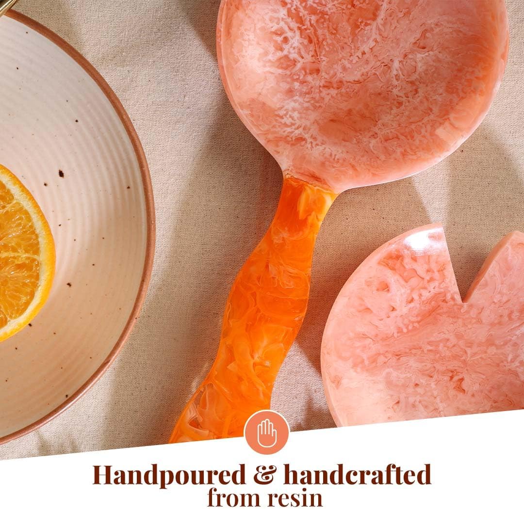 Folkulture 12" X 4.5" Orange Burst & Pink Resin Resin Salad Server